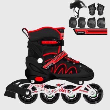 Imagem de Patins Roller Infantil Menina Ajustável Criança Inline Menino De 4 Rod