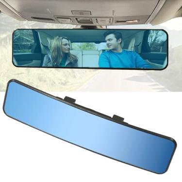 Imagem de KITBEST Espelho retrovisor antirreflexo, retrovisor de retrovisor de interior de carro universal panorâmico com clipe convexo em espelho de coloração azul de ângulo amplo para reduzir pontos cegos e antirreflexo efetivamente para carros caminhões SUV