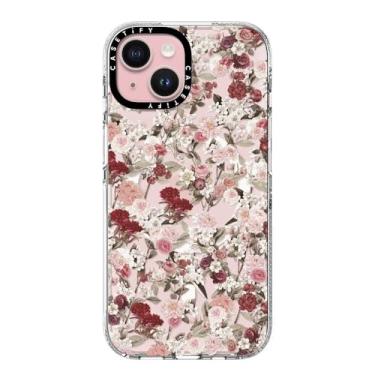 Imagem de CASETiFY Capa transparente para iPhone 15 [não amarela/2 m. Proteção contra quedas de grau militar/compatível com Magsafe] - Vintage Flower Monday - Transparente
