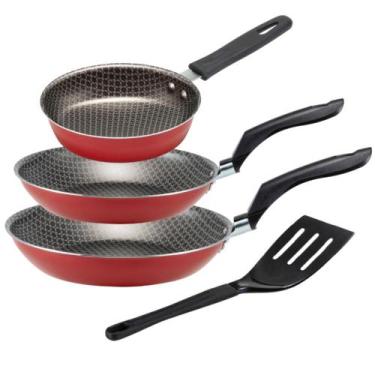Imagem de Kit Jogo de Frigideiras 3 Pçs Antiaderente Teflon 6 Camadas Desenhada 