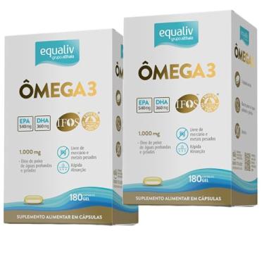 Imagem de Omega 3 óleo de peixe, 180 cápsulas gel, Equaliv kit 2 unidades - 360 cápsulas total