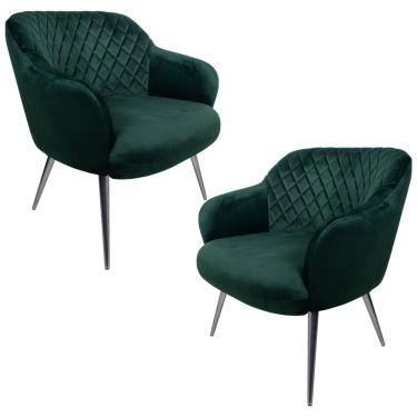 Imagem de Kit 2 Poltronas Kitana Pés Polido Palito Veludo Verde