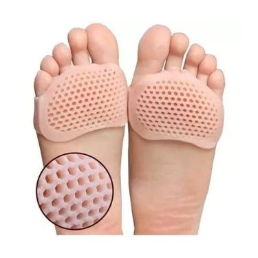 Imagem de Kit Par Meia Palmilha Ortopédica Protetor Para Os Pés Almofada Silicone Gel Tiptoe Bege