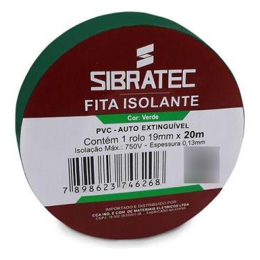 Imagem de Fita Isolante Verde 20 Metros Uso Geral Sibratec 5 Un