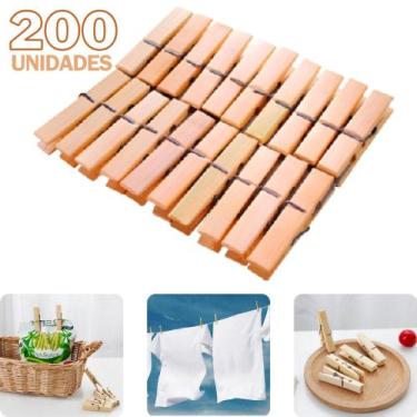 Imagem de Kit 200 Prendedor Pregador de Bambu Roupa Artesanato Alimentos 200 Peç