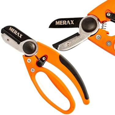 Imagem de Tesoura de Poda Bigorna Profissional Merax | Plantas Ornamentais, Frutíferas, e Pequenos Galhos | Trava de Segurança, Resistente, Ergonômico e Durável