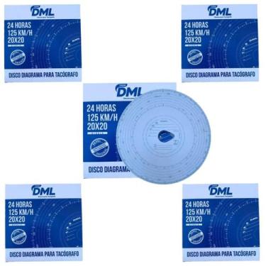 Imagem de KIT 5 DISCO TACOGRAFO DIARIO (24hrs) 125KM Cx 100 UNIDADES - THEGA DML