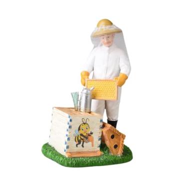 Imagem de Fenteer Estátua de arte de apicultura, estatueta de resina, artesanato, decoração, escultura, ornamento para festival de abelhas, mesa, armário, loja de mel, Inspecionando O Favo de Mel