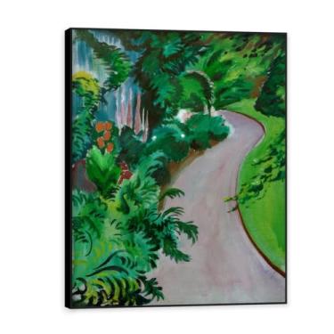 Imagem de NHLDZYH Moldura preta. Impressões August Macke, (Gartenweg), reproduções de pinturas famosas, imagem de arte abstrata para sala de estar quarto decoração de casa. 30 x 40 cm-11,8 x 15,7 pol