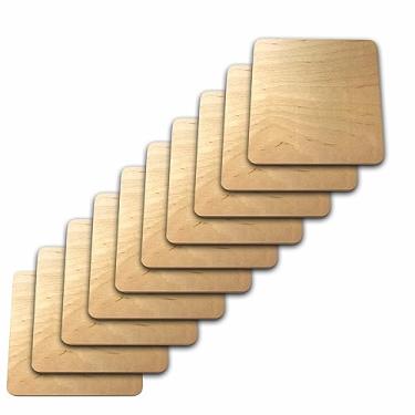 Imagem de Torched Peças Quadradas De Madeira Sem Acabamento, Robustas E Grossas, Porta-Copos, Descanso Panela, Pirografia, Pintura, Escrita, Artesanato Infantil, Decorações, Faça Você Mesmo (Quadrado 20 X 5 C