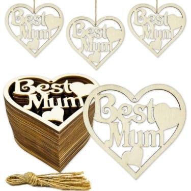 Imagem de JEKEJIAJIU 30 Peças De Artesanato Em Madeira Para Mães, Recortes Faça Você Mesmo, Dia Das Mães Crianças, Enfeites Letras Com Cordas, Presentes Feliz Decorações Festa Aniversário