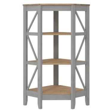 Imagem de Estante de Canto em Madeira Maciça com 3 Nichos Cinza Lavado
