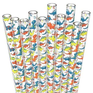 Imagem de 10 canudos curtos reutilizáveis de plástico rígido, largura média + escova de limpeza resistente - para coquetéis, copos pequenos, bebidas infantis - pode ser lavado na lava-louças, livre de BPA