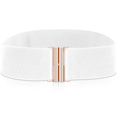 Imagem de Cinto elástico feminino Wide Belt Cobee, poliéster branco