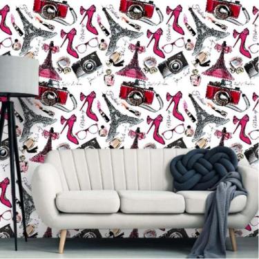 Imagem de Papel de Parede Vinil Autocolante Paris Estiloso 270 - Inove Papéis de