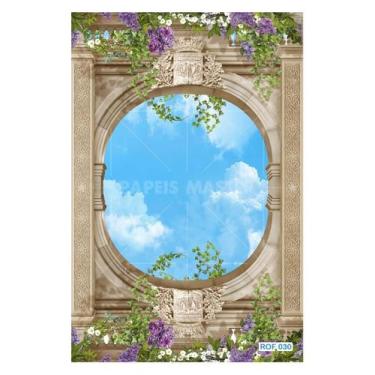 Imagem de Papel De Teto Céu Azul Nuvens Moldura Impressa 3,5M Rof30 - Você Decor