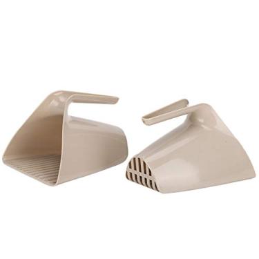 Imagem de Yctze Patroca de Areia de Gato de 2pcs YCTZE Com Alça Ergonômica - Ferramenta de Limpeza de Vaso Sanitário de Gato de Plástico para Fácil Manutenção de Ninhada (Marrom claro)