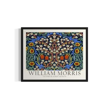 Imagem de Impressão de pôster de arte de parede Electric Blue William Morris, padrões de artistas famosos, decoração vintage para sala de estar, quarto, banheiro escritório 56 (azul elétrico, 20 x 25 cm, sem