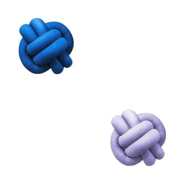 Imagem de Almofadas De Nó 28cm x 28cm Lindas Decorativas Sala Sofá Cama Cores (AZUL BIC E LILÁS)