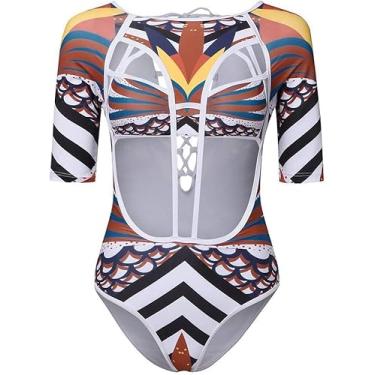 Imagem de Maiô Feminino Com Estampa Tribal De Biquíni Afric Beachwear Push-up Acolchoado, A, M