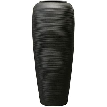 Imagem de Arranjo De Flores De Piso De Cerâmica Preta Decoração De Flores Secas Ornamentos Sala De Estar Villa Nordic Tall Bottle, Black, 25×60cm