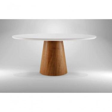 Imagem de Mesa De Jantar Redonda Com Vidro - Dora-1,35m Requinte Salas