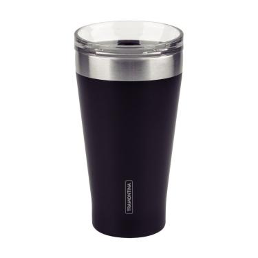 Imagem de Copo Térmico Tramontina Exata Em Aço Inox Preto Com Tampa 550 Ml Tramontina