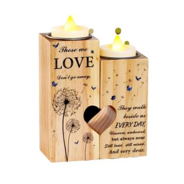 Imagem de Homemory Castiçais de madeira para a perda do ente querido, luto, presente de condolências, presentes de memorial para mãe, pai, avó (amor memorial)