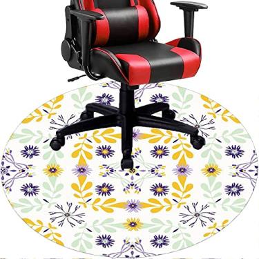 Imagem de Tapete de cadeira de escritório com flores, textura de flor, tapete de cadeira de mesa para piso de madeira de escritório doméstico, protetor de piso de pilha baixa multiuso, redondo, 99 cm