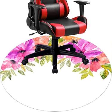 Imagem de Tapete de cadeira de escritório com flores, textura de flor, tapete de cadeira de mesa para piso de madeira de escritório em casa, protetor de piso de pilha baixa, redondo de 91 cm