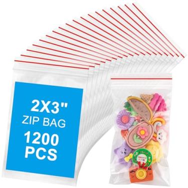 Imagem de Aubeco 1200 peças de mini sacos de plástico de 5 x 7,6 cm, pequenos sacos com zíper resseláveis para pequenas empresas, armazenamento, presentes, doces, parafusos, joias, comprimidos diários