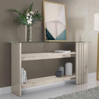 Imagem de Aparador de Sala Com Prateleiras 150cm Fire Z10 Calacata/Off - Mpozena