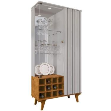 Imagem de Cristaleira Porta de Vidro e Adega 91cm Lauana Off/Naturalle B02 - Mpo