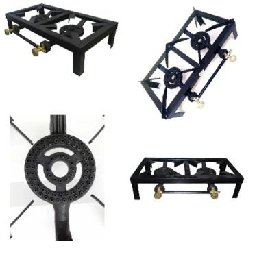 Imagem de Fogão Semi-industrial De Alta Pressão, 2 Bocas, Fogareiro A Gás Glp Com Queimador Em Ferro Fundido, Portátil.