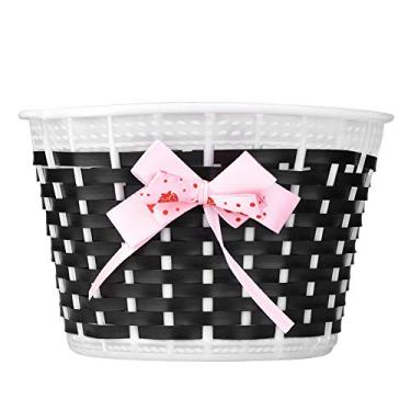 Imagem de Bicycle Scooter Front Basket Bike Cycle Shoppher para crianças garotas Black White Plástico 20x13.5x13cm 47.2g