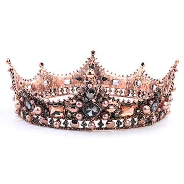 Imagem de Anglacesmade Tiara de noiva, coroa barroca, pérola, cristal, princesa, coroa de aniversário, enfeite de cabeça de casamento, festa de formatura, dama de honra, acessórios de cabelo para mulheres e