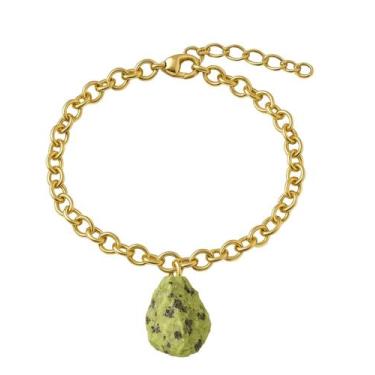Imagem de Pulseira de Serpentinita - Cristal Natural, Banho Ouro 18k