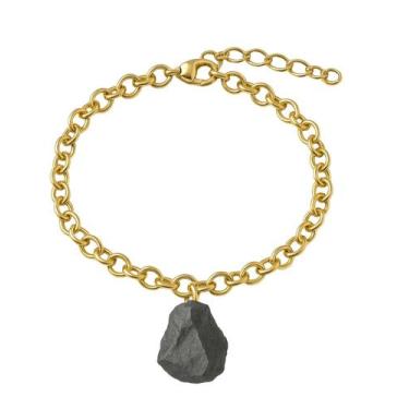Imagem de Pulseira de Hematita - Cristal Natural, Banho Ouro 18k