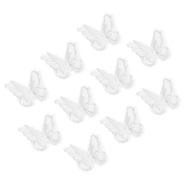 Imagem de PATIKIL 10 peças de enfeites de borboleta, 5 cm de renda de camada dupla de organza com apliques costurados em apliques para casamento, noiva, roupas, roupas, chapéu, cortina, branco