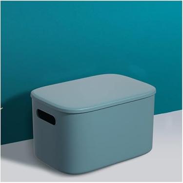 Imagem de Caixa De Armazenamento Com Tampa, Caixa De Lanche De Plástico Colorido Organizador De Classificação De Mesa Cesta De Armazenamento Portátil De Brinquedos De Cozinh, Blue, 7 * 10.2 * 6.3in