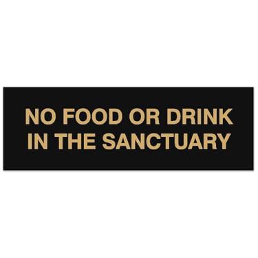 Imagem de Signs ByLITA Placa básica sem comida ou bebida no santuário - Letras gravadas a laser | Plástico ABS durável | Cores vibrantes | Fita de espuma poderosa (preto dourado) - Médio