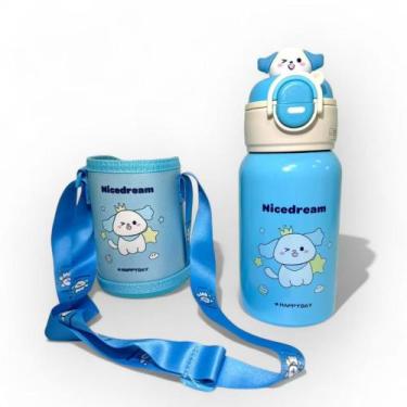 Imagem de Garrafa Térmica Infantil 500ml Case Com Alça Canudo Tampa A Vácuo Anti