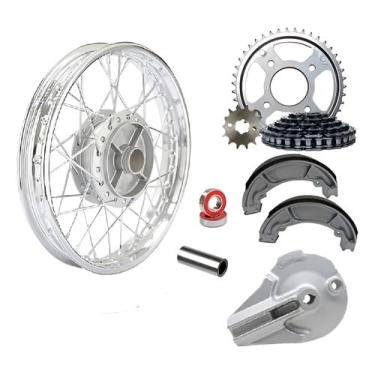 Imagem de Roda Aro Traseira Cg Fan Titan 150 + Espelhos/Relação/Lona/Espaçador/Rolamentos