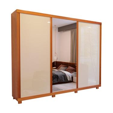 Imagem de Guarda Roupa Anna 3 Portas 4 Gavetas Mdf Com Pés Bom Pastor Naturale-off Wh