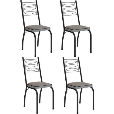 Imagem de Kit 4 Cadeiras Aço Carbono Tubular Metálica Acabamento D-25 Luana Preto-grafiato
