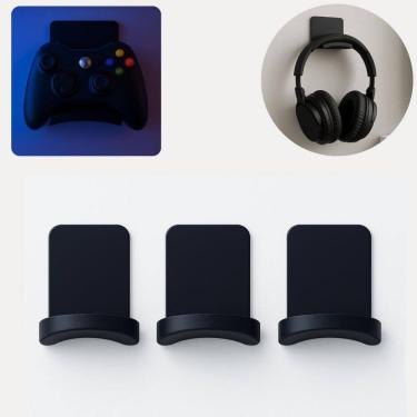 Imagem de Kit 3 Suporte De Parede Controle E Headset E Ideal - Preto