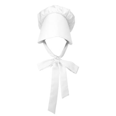 Imagem de Tucnoeu Boné branco para mulheres – chapéu colonial acessório de fantasia com alças ajustáveis para eventos históricos