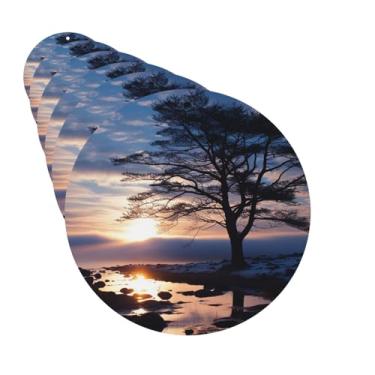 Imagem de Purificadores de ar para carro, 6 peças, ambientador de pendurar para carro, lavanda para pendurar cartões perfumados, silhueta de galho de árvore ao anoitecer, tabletes de aromaterapia, ambientador