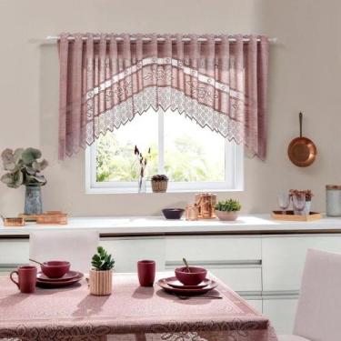 Imagem de Cortina Renda Cozinha Cascata 3,00 M X 1,00 Alt Rose - Interlar