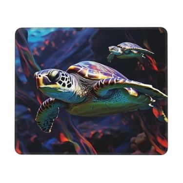 Imagem de Mousepad pequeno tapete de rato com base de borracha antiderrapante colorido tropical tartaruga marinha mousepads para homem mulher computador mousepad para mouse sem fio tapete de teclado tapete de